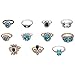 Steine 11-teiliges Diamanten-Set Ring Charakter Blau Ring Schwarz modisch und Ringe Jungs Ringe