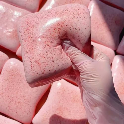 SUISUILE 4.3 Inch Sticky Bread Squishy Toys, Super Soft Strawberry Toast Slow Rising Squishy, Realistic Toast-Shaped Squeeze Toy, Big Food Squishies for Adults Stress Relief