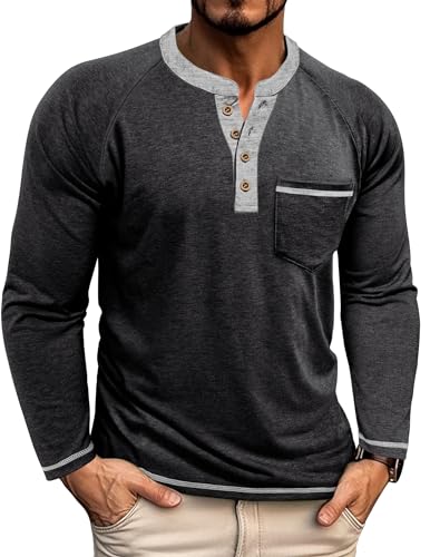 T-shirt de golf sans col manches longues Henley homme vêtement sport léger