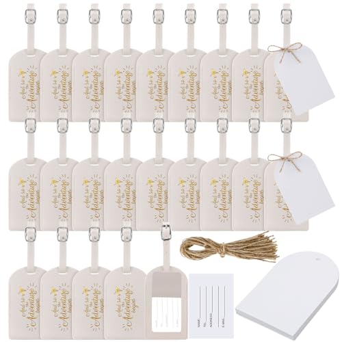 Image of Amylove Bulk Luggage Tags Wedding Favors Adventure Begins Luggage Tags for Guests Travel Tag for Suitcase Bridal Gift 24 Pack