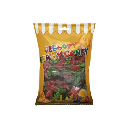 Al Rowad Jellopy Sour Caterpillar Gummy Candy, 1KG Bag – Tangy & Chewy Fruit-Flavored Gummies