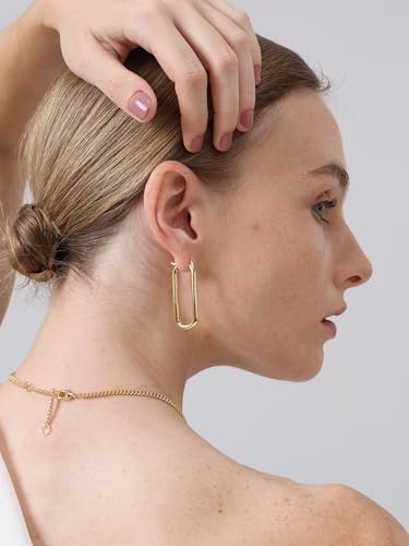 Image of FRUMOS 18K Gold Plated Chunky Hoop Earrings for Women Fashion Thick Gold Hoops Set Jewelry for Birthday Christmas Gifts