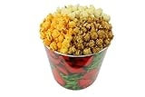 Signature Popcorn, 1-Gallon Holidays Red Bow Reusable Plastic Tin - Butter, Caramel and Cheddar Cheese