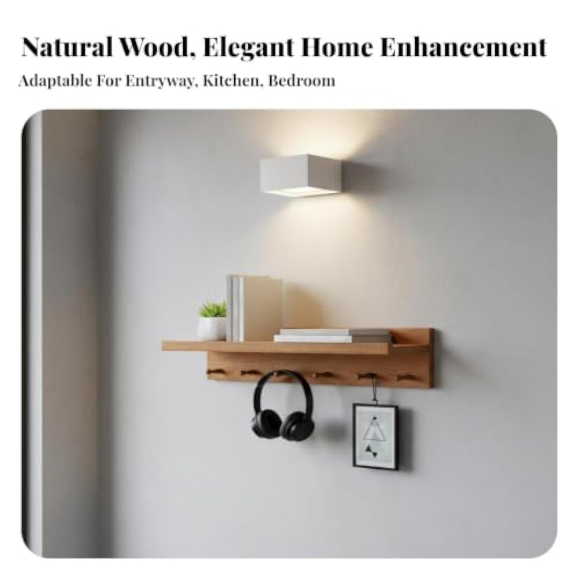Solid Wood Wall Mounted Coat Rack with Shelf