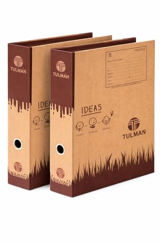 Image of TULMAN Lever Arch Binder Box File Folder for A4 & Legal Size Documents & Certificate Holder - 35 x 9 x 28 CM - Khakhi Box File (Pack of 2)