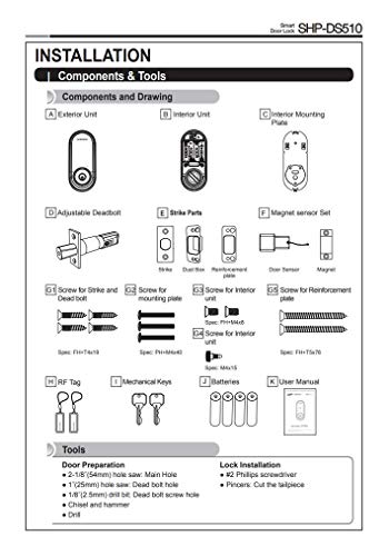 Samsung SHP-DS510MK Digital Door Lock SHP-DS510 Black Keyless Electronic Deadbolt + Emergency Keys FIT Most Doors thumbnail 4