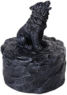 Pacific Giftware Lone Majestic Wolf Mini Resin Trinket Box 3.15 Inches Tall (Black Wolf)