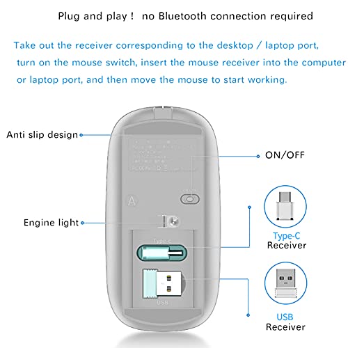Jetta Rechargeable Wireless Mouse For Mac Wireless Mouse For Laptop Imac Macbook Pro Macbook Air Desktop Computer Chromebook Windows (Silver) #TOP1