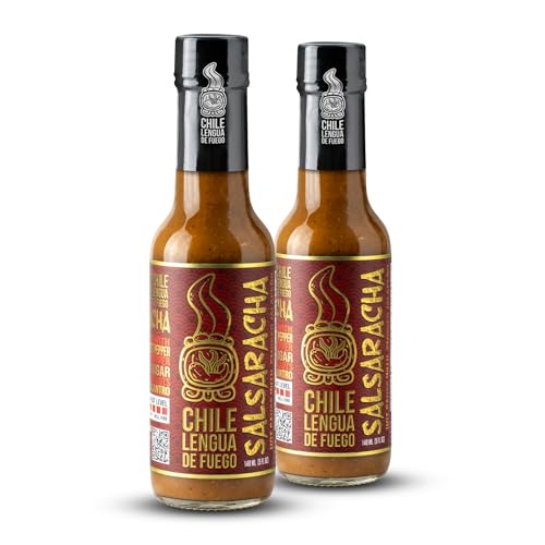 Image of Chile Lengua de Fuego Salsaracha - Sriracha-Style Scotch Bonnet & Jalapeno Salsa Hot Sauce, Medium, 5 oz Bottle (Pack of 2)