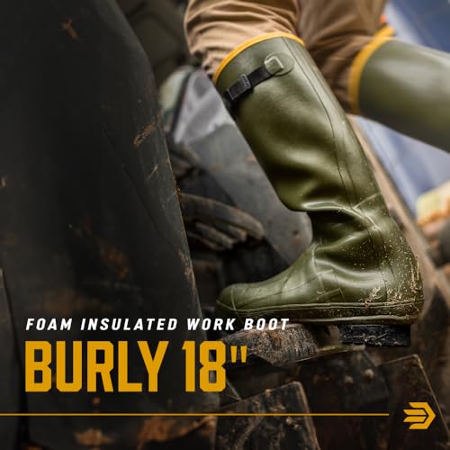 LaCrosse Burly 18” Waterproof Work Boots for Men - 100% Waterproof Rubber, with Insulating Wool Felt Midsole and High-Traction Air-Grip Outsole2