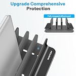 OMOTON Vertical Laptop Stand [Updated 3-Solts Version], Desktop Aluminum Mac Book Stand with Adjustable Dock Size, Fits All Mac Book, Surface, Chrome Book and Gaming Laptops (Up to 17.3 inch), Black - Image 4