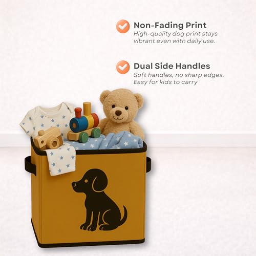 Image of Sopent Dog Toy Basket & Toy Storage Organiser - Foldable Fabric Pet Storage Box for Dogs & Cats, Dog Organizer, Pet Toys Basket, Home Organiser