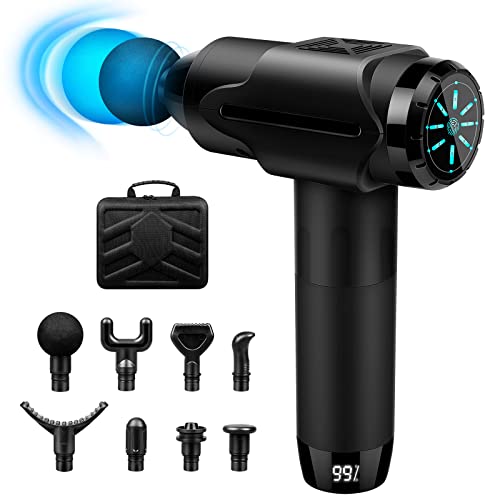 Massagepistole Massagegerät Elektrisch mit 8 Massageköpfen Massage Gun Pistole mit 8 Geschwindigkeiten LED-Anzeige Touchscreen Handmassagegerät für Nacken Rücken 2500mAh Massage Pistole Deep Tissue Cover