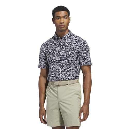 adidas Men's ULTIMATE365+ Soft Print Polo Shirt, Collegiate Navy/White, X-Large