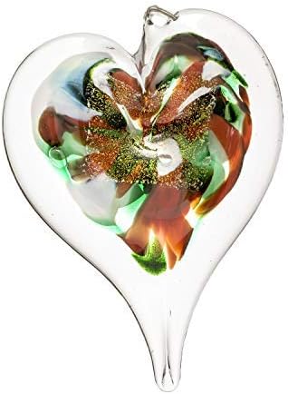 Luke Adams Glass | 3 Small Glass Heart | Handmade Suncatcher | Hanging Home Decor | Garden Accent (Holly)