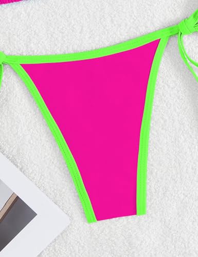 Image of Tainehs Women's Sexy Halter Thong Bikini Tie Two Sides Bottom Triangle Bikini Swimsuits
