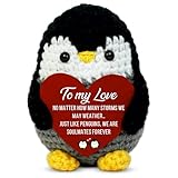 VELENTI Regalo de pingüino de ganchillo hecho a mano, bonito regalo romántico para él o ella, novio, novia, marido, esposa, regalo de aniversario, cumpleaños, boda o Pascua para parejas