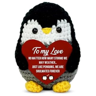 Handmade Crochet Penguin Gift – Cute Romantic Present for Him or Her, Boyfriend, Girlfriend, Husband, Wife – I Love You Anniversary, Birthday, Wedding, or Easter Gift for Couples