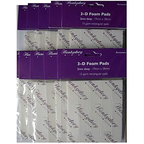 Hunkydory 3D Foam Pads Double-Sided Sticky Pads - 10 Packs (19mm x 38mm) Cover