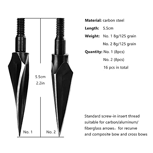 The7Box 125 Grain 16Pcs Broadheads Hunting Arrow Heads Archery Metal Tips For Crossbow Recurve Bow Compound Bow And #TOP1