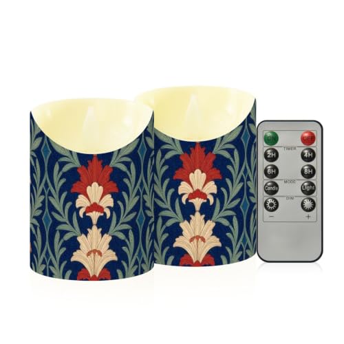 Pilar decorativo LED arte floral azul marino William Morris para un baño relajante