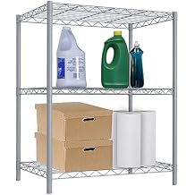 Home Basics Wire Shelving Storage Unit 3 Tier, Grey