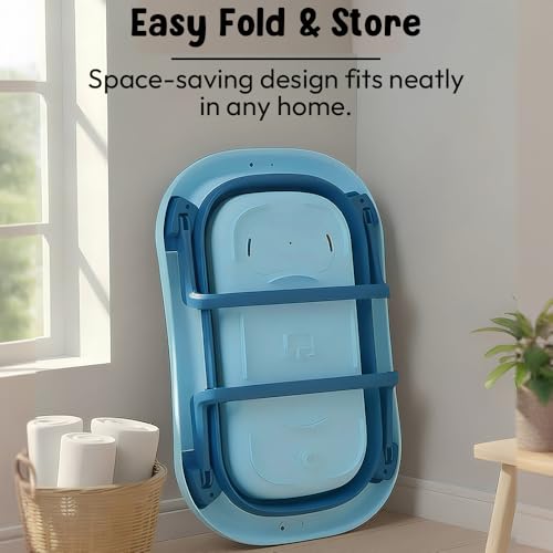 Image of StarAndDaisy Bath Tub for Baby 0-3 Years /Foldable Bath tub for Kids with Cushion, Space Saving Design, Newborn Baby Folding Bathing Tub Girls & Boys, Easy to Store -Sky Blue.
