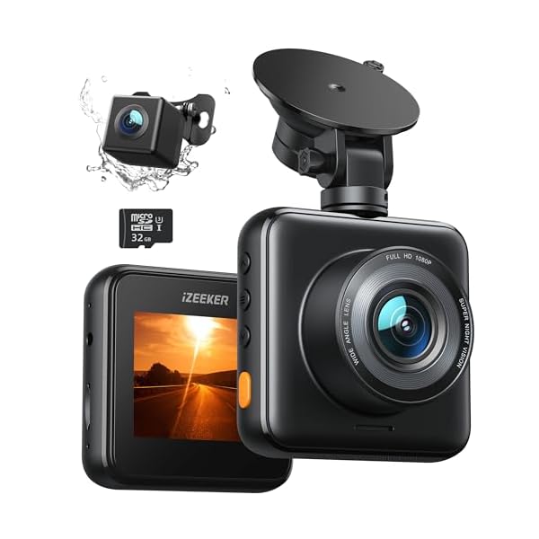 iZEEKER Dash Cam Front and Rear with SD Card, 1080P Full HD Car Camera with Hiden Design, Dual Dash Camera for Cars with Accident Recording, Parking Monitor, Night Vision, WDR
