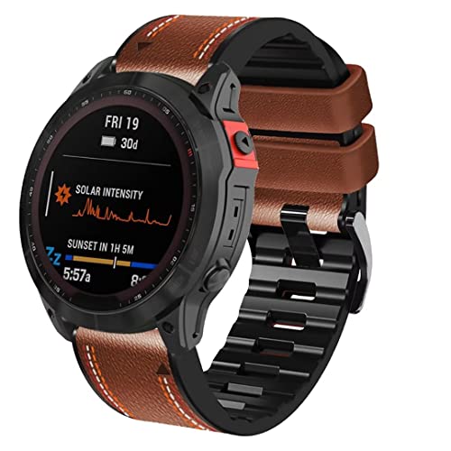 Correa de reloj de silicona de cuero para Tactix 7 Pro/Epix 2/Fenix 7/7x/6/6x/5 22mm 26mm bandas Quickfit para reemplazo de pulseras Garmin
