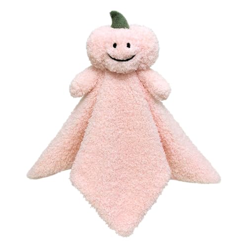Image of Doindute Baby Pink Pumpkin Soft Stuffed Animal Security Blanket, Plush Pumpkin Character Lovey Blanket, Baby Shower/Nursery Gift, Newborn Infant Toddler Snuggle Blankie for Boys Girls, 14 Inches
