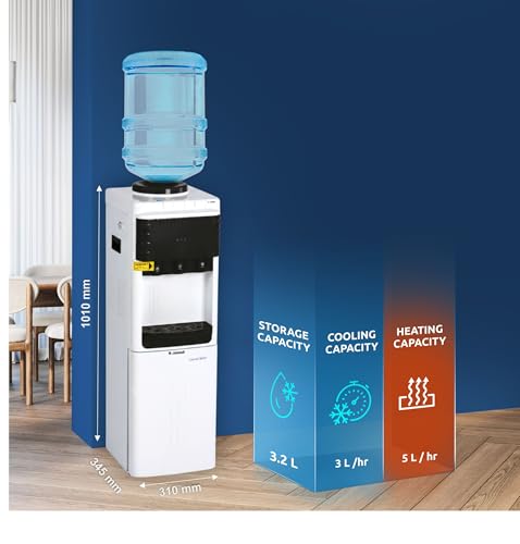 Image of Rockwell Floor Standing Water Dispenser | Hot, Cold & Normal Water | Child Lock | Tropicalised Cooling | Office & Home Use (Black)