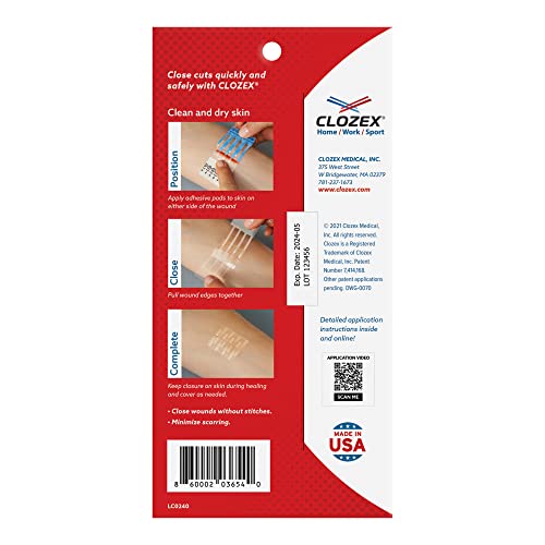 Clozex Emergency Laceration Closures - Repair Wounds Without Stitches. Fda Cleared Skin Closure Device For 2 Individual Wounds Or Combine For Total Length Of 3 Inches. Life Happens, Be Ready! #TOP1