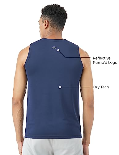 Image of PUMP'D Men's Sleeveless Tank Top for Gym -Placement Print, DryTech, Anti-Odor, Lightweight, Soft Seams, UV Protect