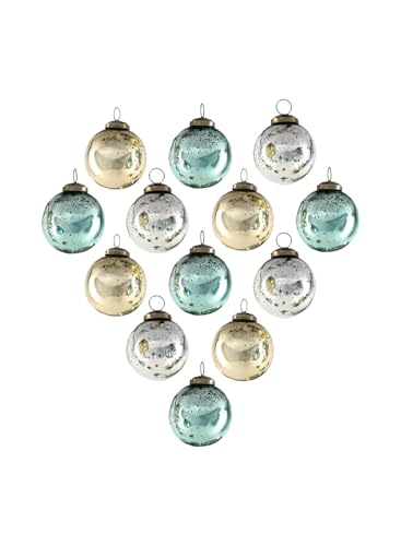Serene Spaces Living Vintage Style Gold, Blue & Silver Glass