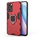Compatible with Oppo Reno 7 5G Case, Metal Ring Grip Kickstand Shockproof Hard Bumper (Works with Magnetic Car Mount) Dual Layer Rugged Cover (Red)