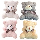 HONMEET 4 Piezas Llavero Oso de Peluche Suave con Lazo Decoración para Bolsos Juguete de Peluche Cartoon para Regalos
