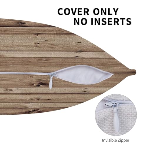 Housse de coussin imitation lin grain de bois lot de 2 taie decorative canape