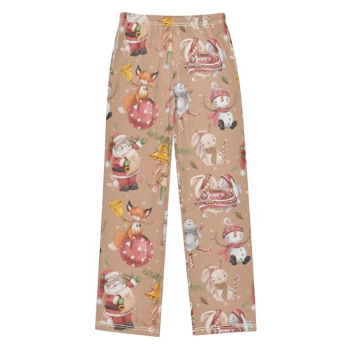 Boys' Pants Christmas Animal Santa Claus Bunny Fox Long Bottoms Jogger Pants Elastic Waist Trousers with Pockets S-XL