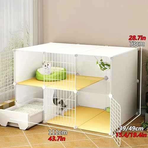 Cage transparente pour chat et chatons avec bac à litière blanc 44cm