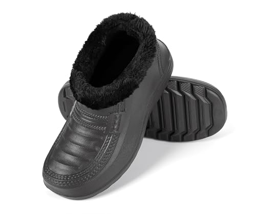HEYO Gummistiefel Unisex gefüttert Clogs Damen Herren Winterstiefel Leicht EVA Gartenschuhe (Schwarz, EU Schuhgrößensystem, Erwachsene, Numerisch, M, 43)