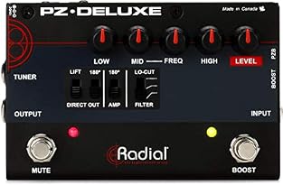 Combination instrument preamp and direct box Exceptionally quiet audio performance Works on all types of pickups and transducers Footswitches for muting and power booster