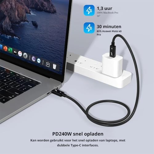 Câble Thunderbolt 5 USB-C pour connecter votre écran 8K au bureau