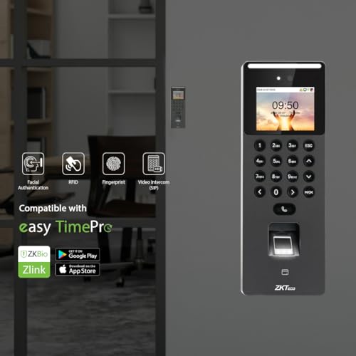 Image of ZKTeco F09 Multi-Biometric Terminal with Fingerprint & SIP Video Intercom | Manage Security, Attendance & Visitor Access in One Device | WiFi & Free Software Support