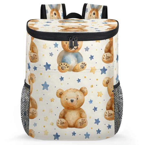 CNNINGYI Large Waterproof Insulated Cooler Backpack, Teddy Bear Leak Proof Backpack 30 Cans, Bear Funny Animal Lightweight Cooler Bag for Travel Camping Beach Lunch