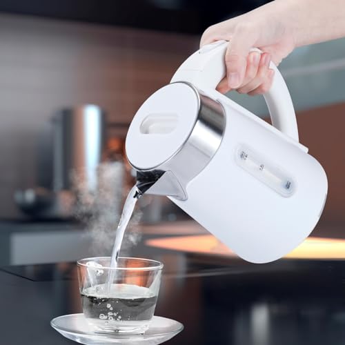 Hervidor eléctrico portátil 0.8L de acero inoxidable blanco miniatura 4