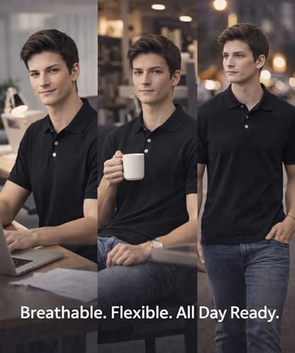 Image of AWG ALL WEATHER GEAR Men's Cotton Blend Polo T-Shirt | Plain Regular Fit | Soft Breathable Fabric | Casual & Formal Wear | Half Sleeve | Collared T-Shirt | Mens Tshirts | Tees for Man