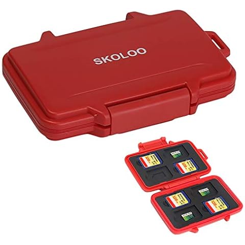 SD Card Holder Case Hunter, SKOLOO Weatherproof Micro SD Card Case Small Single Cute, SD Card Storage Container, Red Cover