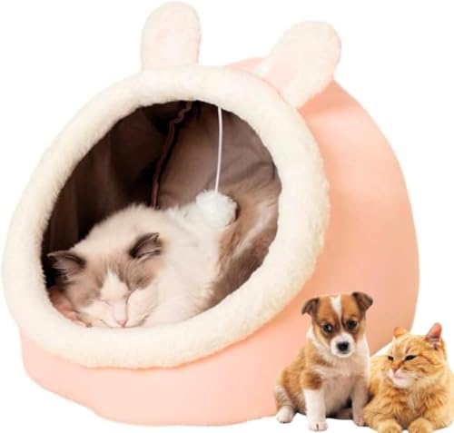 Casinha Cama Toca De Pelúcia Cabana Luxo Rosa Para Pet Gatos