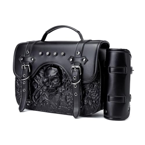 YIZITU Bolsa de piel sintética para brazo oscilante para motocicleta, bolsas laterales izquierdas, alforjas, scooter, bolsa lateral para asiento trasero de motocicleta