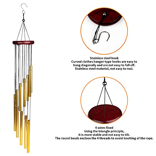 LXQ Wind Chimes Garden Wind Chime with 12 Aluminum Tubes Wind Chimes Outdoor with S Hook Stepped Wind Chimes for Garden, Balcony, LIving Room, Yard, Terrace - Image 4